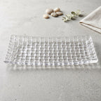 Clear 11 inch glass tray for serving fruit, dessert and starters