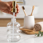 Refillable transparent glass pump bottle for hand wash