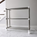 Side profile of rust-resistant stainless steel shoe storage rack