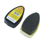 Instant cleaning sponge for leather shoes, demonstrating application.