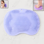 Purple silicone bath massage cushion with suction cups for foot scrubber mat