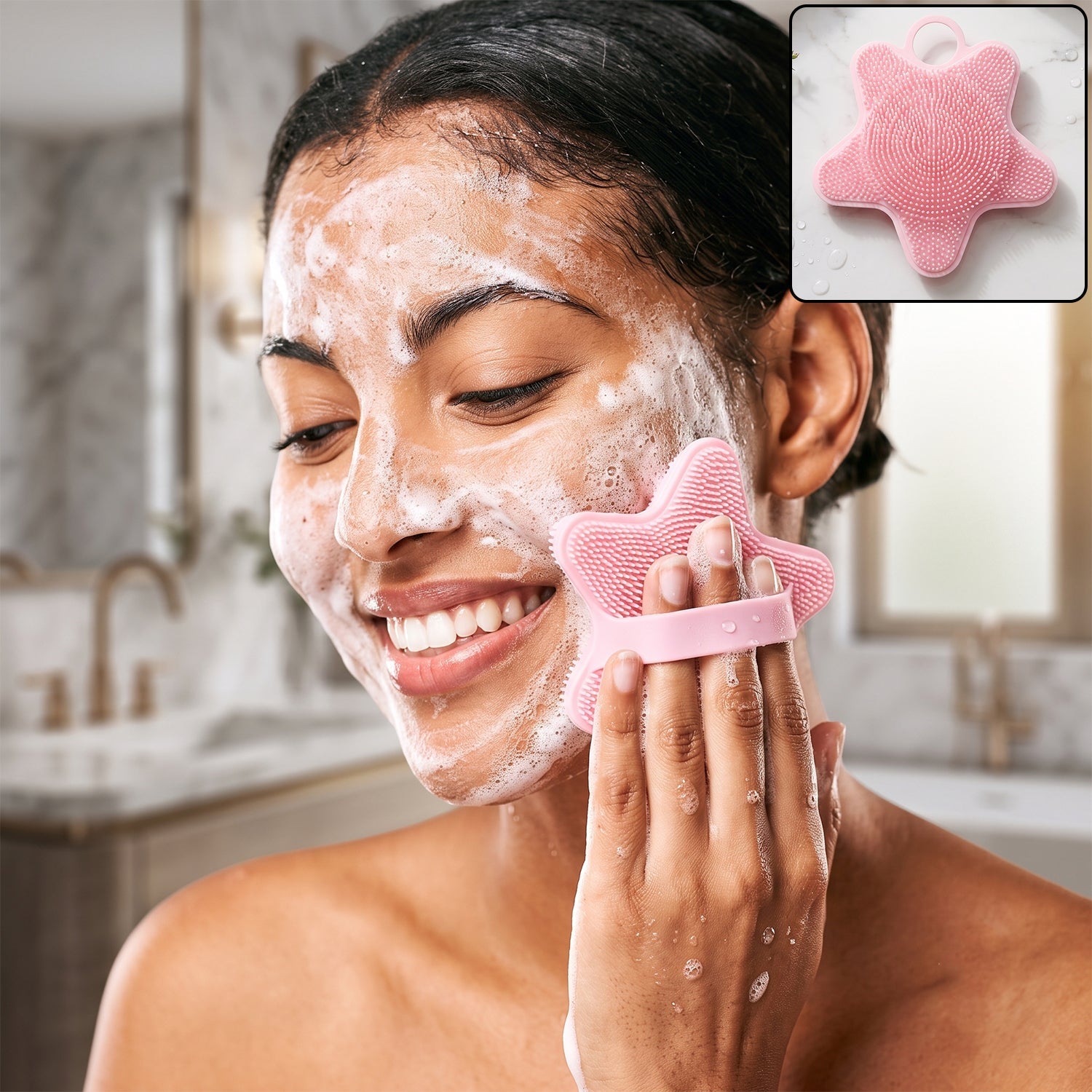 3 in 1 cleansing brush for face, scalp and body