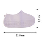 Size guide for small white waterproof silicone rain shoe cover.