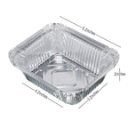 Size dimension label on aluminium food container pack