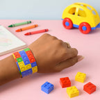 Snap slap bracelet toy snapped snugly around a child's wrist