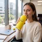 400 ML Smiley Face Glass Water Bottle with Silicone Sleeve for Office (1 Pc)