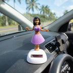 No battery solar hula girl bobble figure for dashboard display