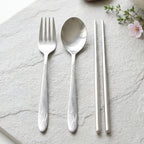 Stainless steel fork, spoon and chopsticks set for travel and office