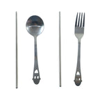 Eco friendly reusable utensils with spoon, fork and chopsticks