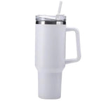 Portable white stainless steel drink tumbler ideal for office and travel