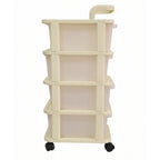 Mobile storage trolley with four drawers and castor wheels