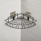 Easy-mount bathroom storage rack fixed with adhesive backing