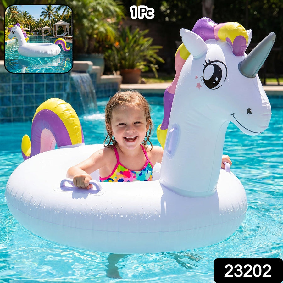 Kids Inflatable Unicorn Swim Ring – Durable Pool Float with Handles
