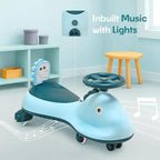 Ride on twist swing car with music and blue shark styling