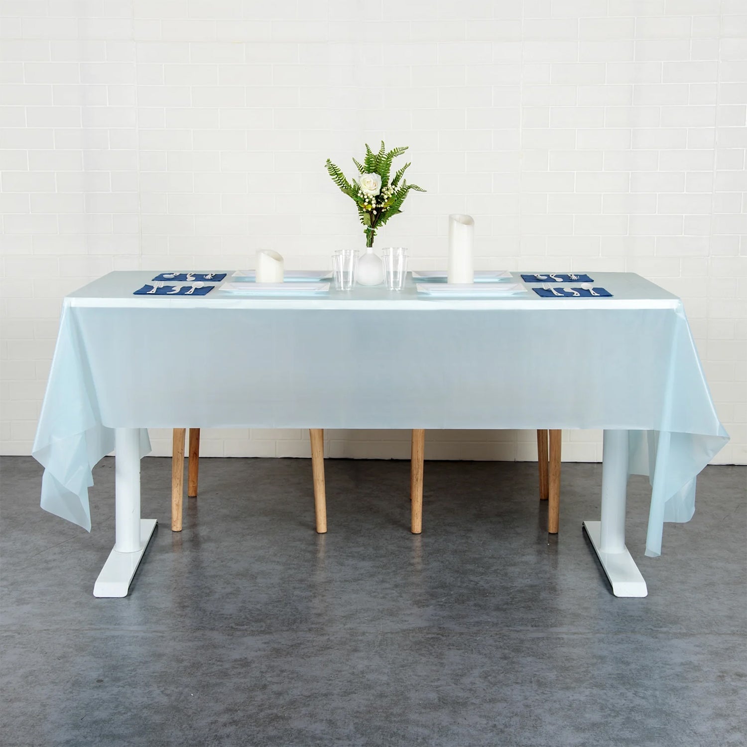 Close-up of disposable plastic table cover material texture