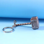 Metal hammer keychain with sturdy metal ring holding keys