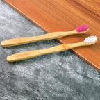 Women Bamboo Toothbrush Set Soft Bristles Eco Friendly Biodegradable (2 Pc)