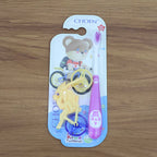 Complete kids oral care set with panda toothbrush and motorcycle toy