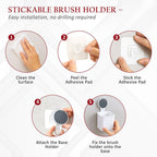 Bathroom storage organizer holding multiple toothbrushes, toothpaste, and rinsing cups.