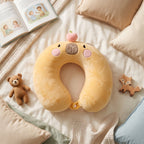 Plush capybara travel cushion for napping on the go