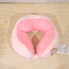 Lightweight pink and white U shape pillow for restful travel