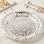 Silver serving tray white bg