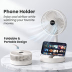 Rechargeable portable fan with folding stand