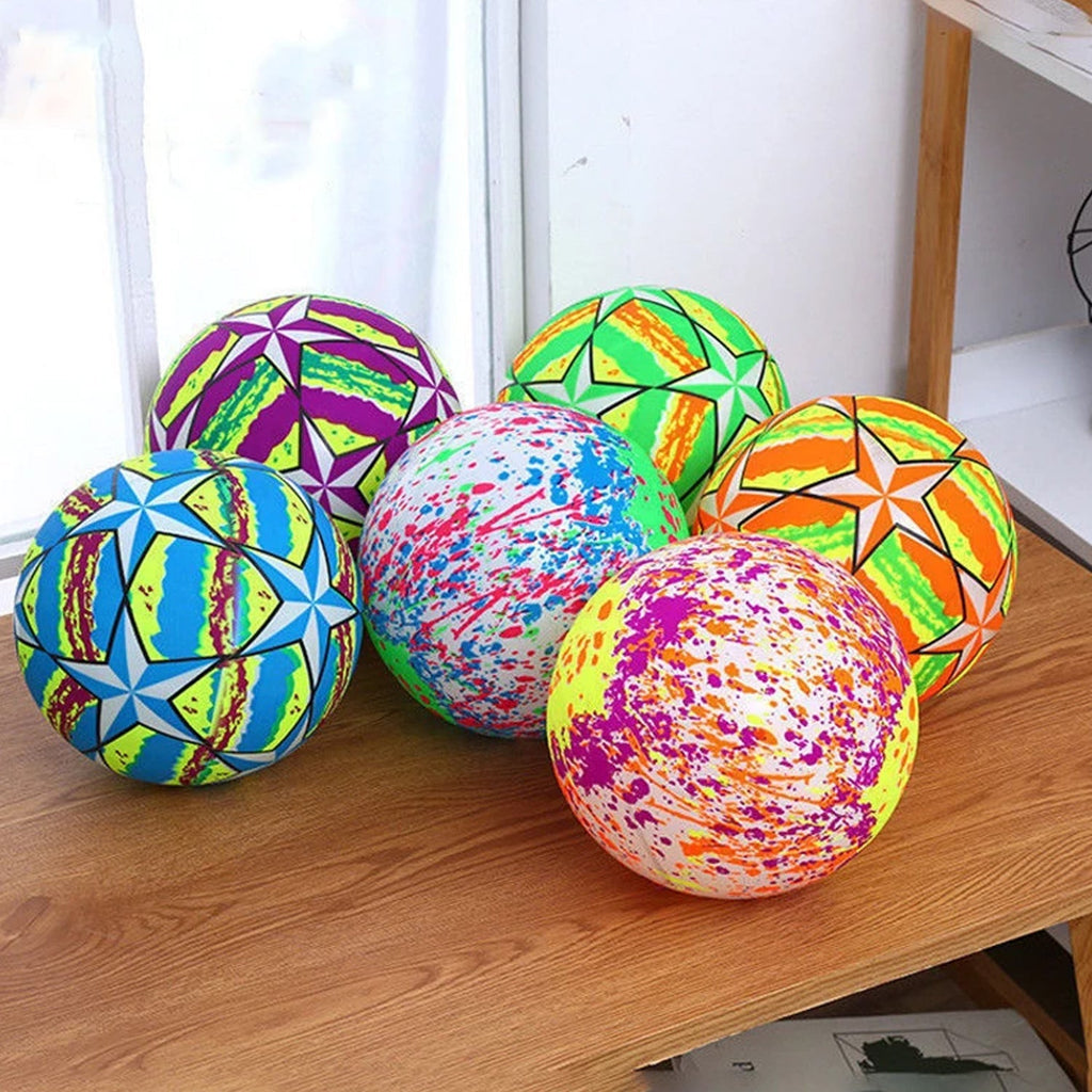 Overhead view of a Bouncy LED Ball, showcasing its playful design and light-up feature.