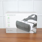Person wearing premium 3D VR virtual reality headset for immersive digital experience