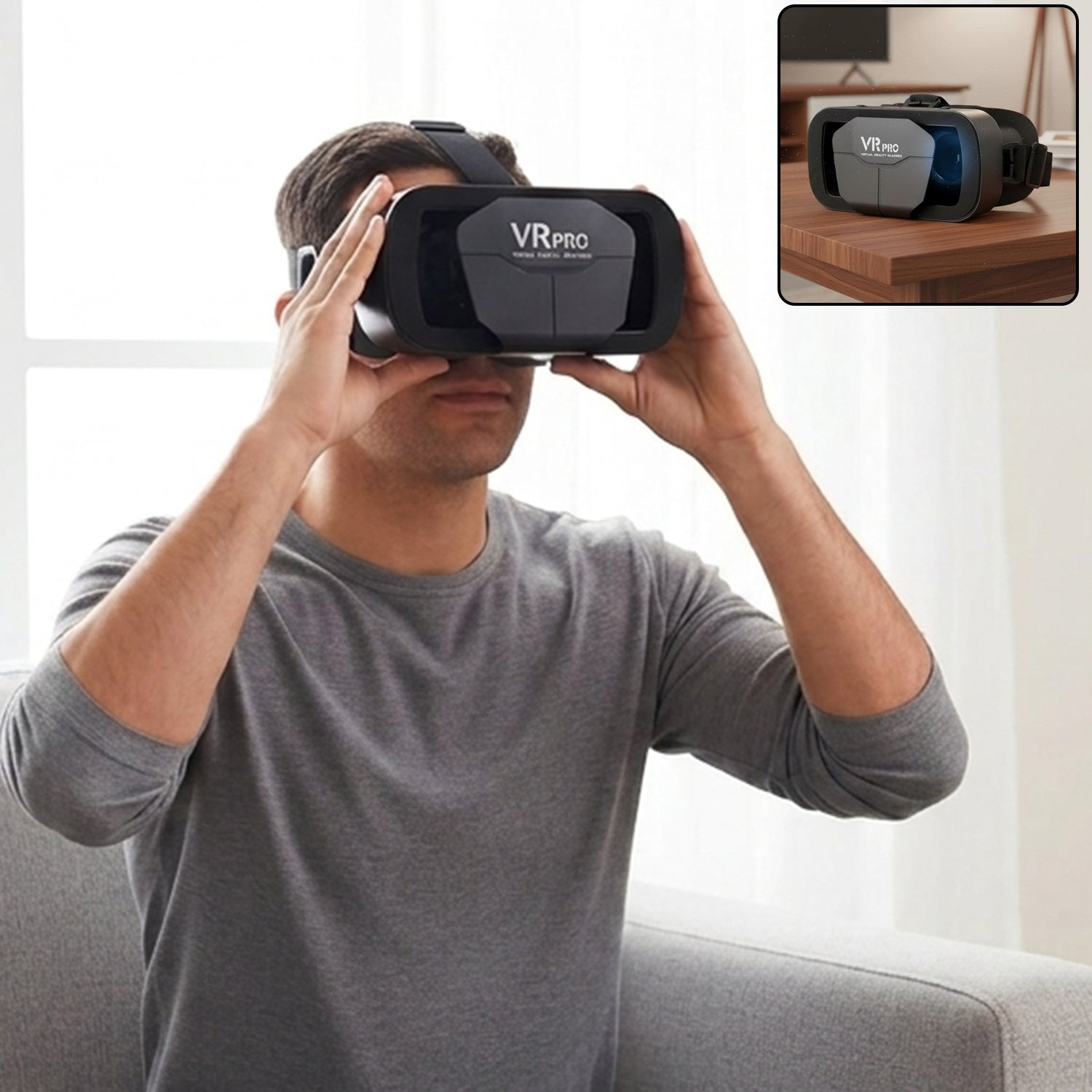 3D VR Box Headset – Adjustable Lenses for Comfortable VR Experience
