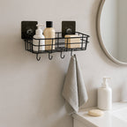 Wall-mounted metal wire storage basket ideal for kitchen or bathroom