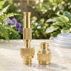 Golden Brass Garden Hose Water Nozzle Spray Gun with Quick Connect Tap Adapter (1 Set) view 8