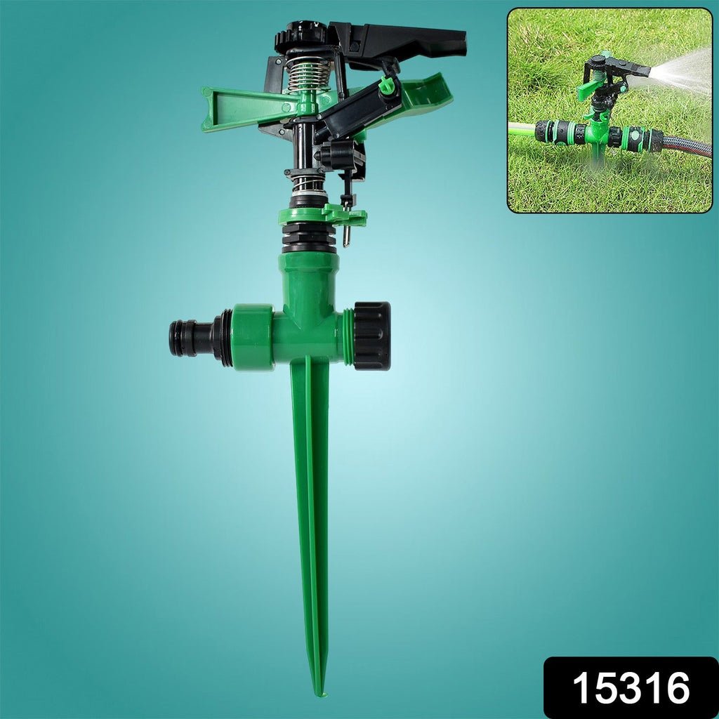 Precision rain sprinkler showing adjustable spray control for garden watering