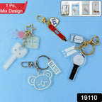 Cute acrylic and metal clip keychain with assorted design