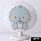 Blue cartoon character print on fabric mesh fan cover