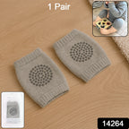 Toddler wool knee warmers in grey providing anti-slip knee protection