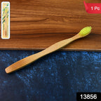 Single pack natural bamboo toothbrush with ergonomic handle
