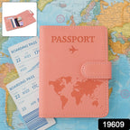 Stylish travel wallet with world map print organizing passport and cards