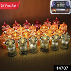 Tea light style LED flameless candle set glowing warmly
