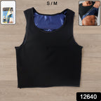 Man wearing men's sweat shaper tank top during intense workout session