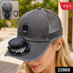 Solar Powered Cooling Fan Cap Rechargeable Baseball Sun Hat for Outdoor (1 Pc)