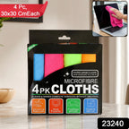 Microfibre cleaning cloth set, 30 x 30 cm for home, kitchen and glass (4 pc set)