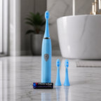 A set of replaceable electric toothbrush heads, included with the main unit.
