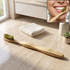 Soft Bristle Bamboo Toothbrush, Eco-Friendly Wooden Toothbrush with Green Bristles (1 Pc)