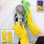 Large yellow waterproof cleaning rubber gloves for household use