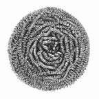 Another angle of the durable round stainless steel scrubber, highlighting its robust construction.