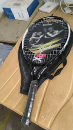 Angled studio shot of lightweight tennis racket showcasing frame design