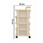 Space saving rolling organizer cart for tidy storage