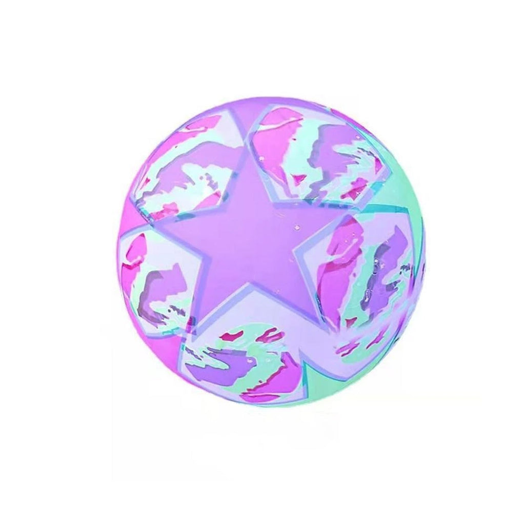 A Bouncy LED Ball in hand, showcasing its vibrant colors and textured rubber for grip.