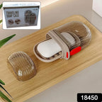 White plastic portable soap case with a leaf for freshness.
